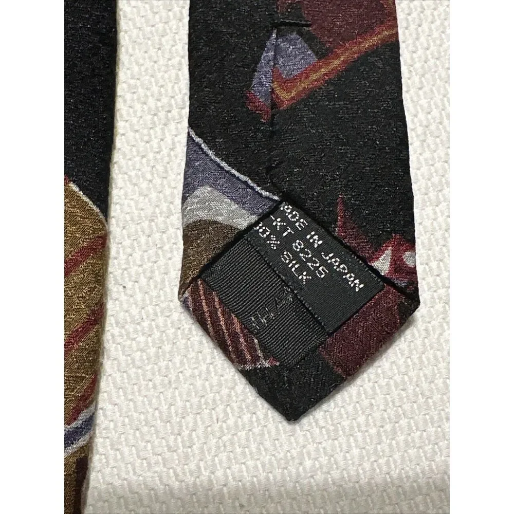Jhane Barnes Men tie multicolor 100% silk made in Japan Abstract Retro 90s Style